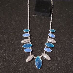 Napier Silver Necklace with Blue and Teal Marquise Stones